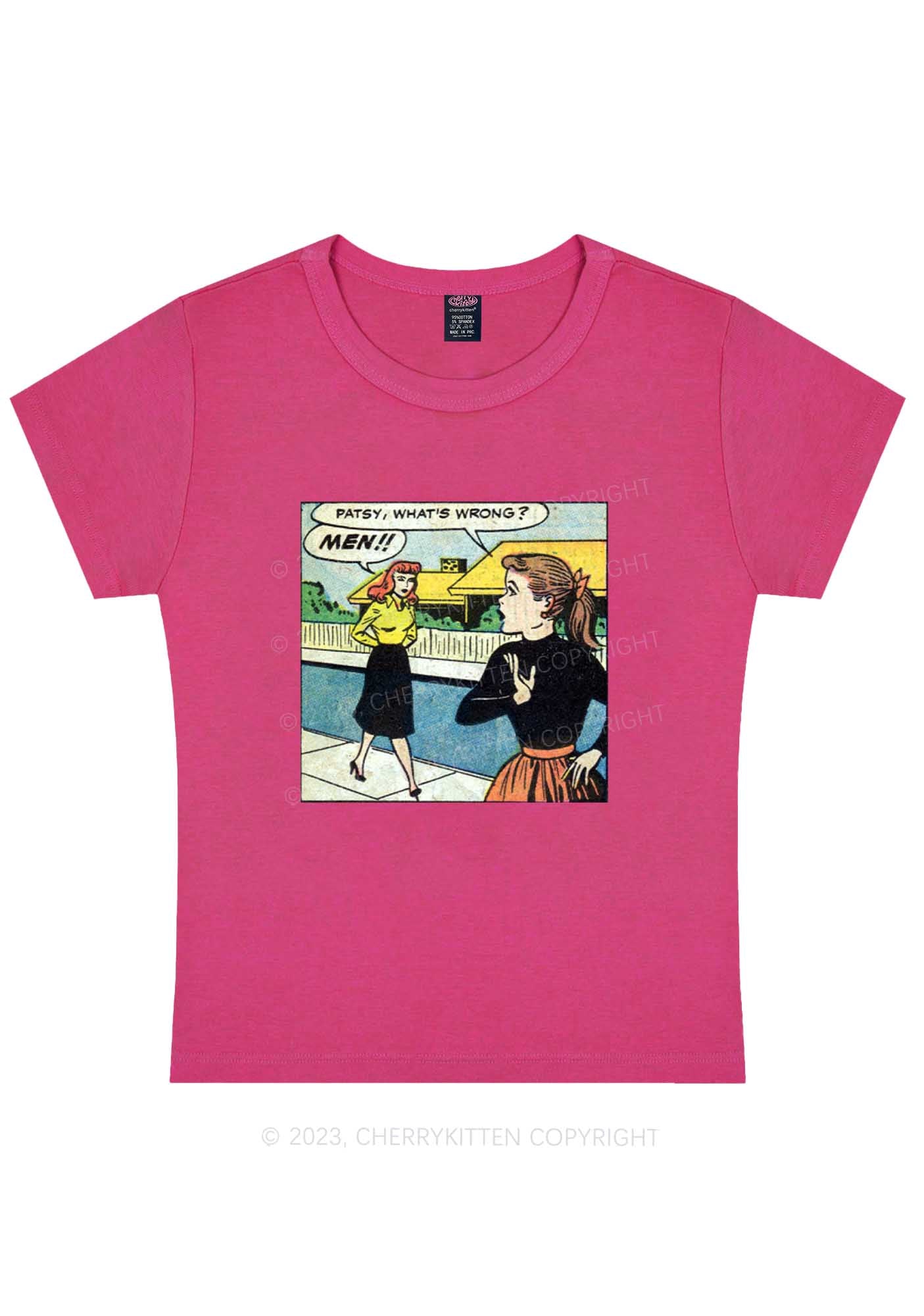Curvy What's Wrong Men Y2K Baby Tee Cherrykitten