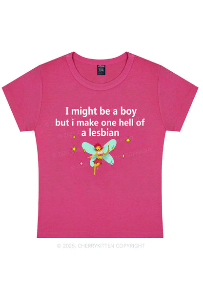 Make Hell Of Lesbian Y2K Baby Tee Cherrykitten