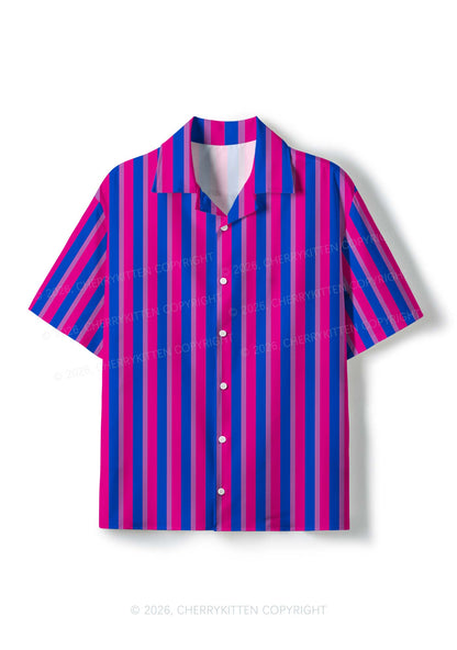 Bisexual Flag Pride Y2K Print Hawaiian Shirt Cherrykitten