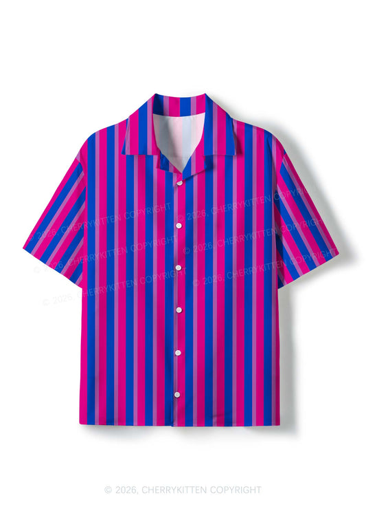 Bisexual Flag Pride Y2K Print Hawaiian Shirt Cherrykitten
