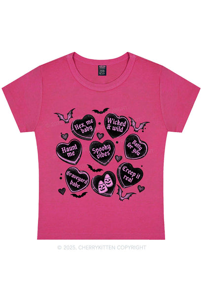 Spooky Candy Heart Valentine's Day Y2K Baby Tee Cherrykitten