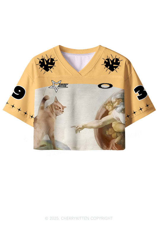 Custom God Give Cat Y2K Crop Sport Jersey Shirts Cherrykitten