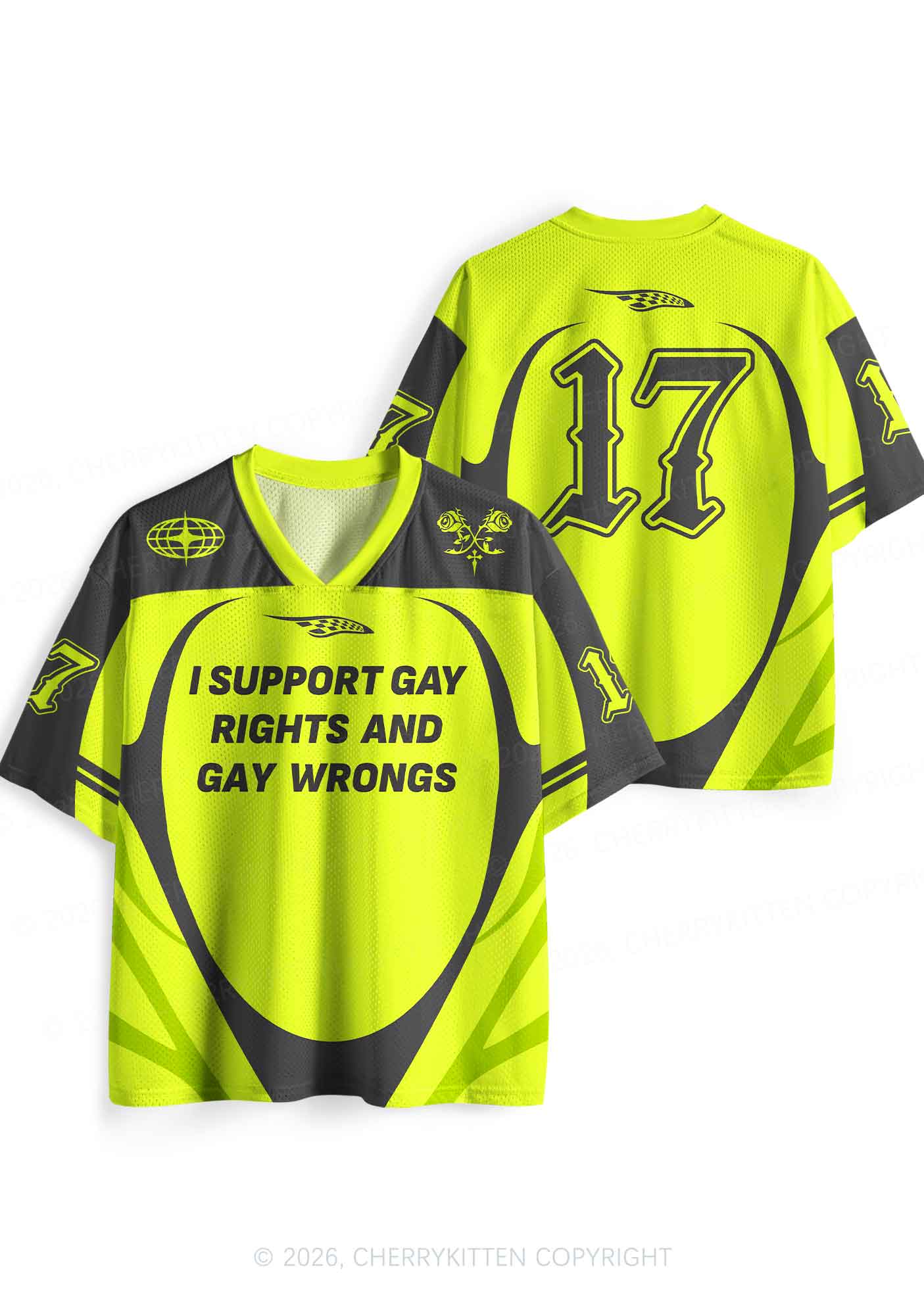 Lime Green I Support Gay Rights Pride Y2K Sport Jersey Shirts Cherrykitten