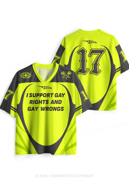 Lime Green I Support Gay Rights Pride Y2K Sport Jersey Shirts Cherrykitten
