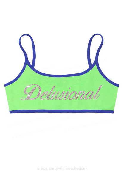 Rhinestone Delusional Y2K Super Crop Cami Cherrykitten