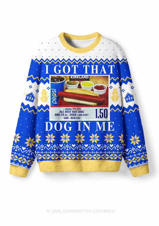 I Got That Hot Dog In Me Y2K Christmas Knit Sweatshirt Cherrykitten