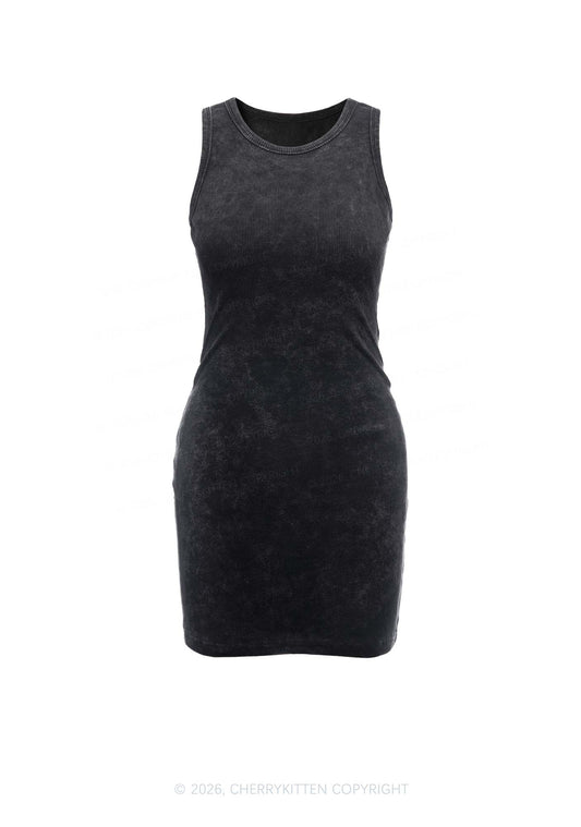Plain Y2K Washed Tank Dress Cherrykitten