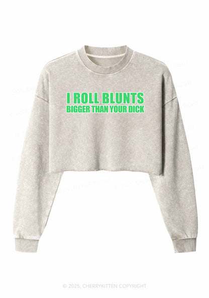 I Roll Blunts Y2K Crop Washed Sweatshirts Cherrykitten