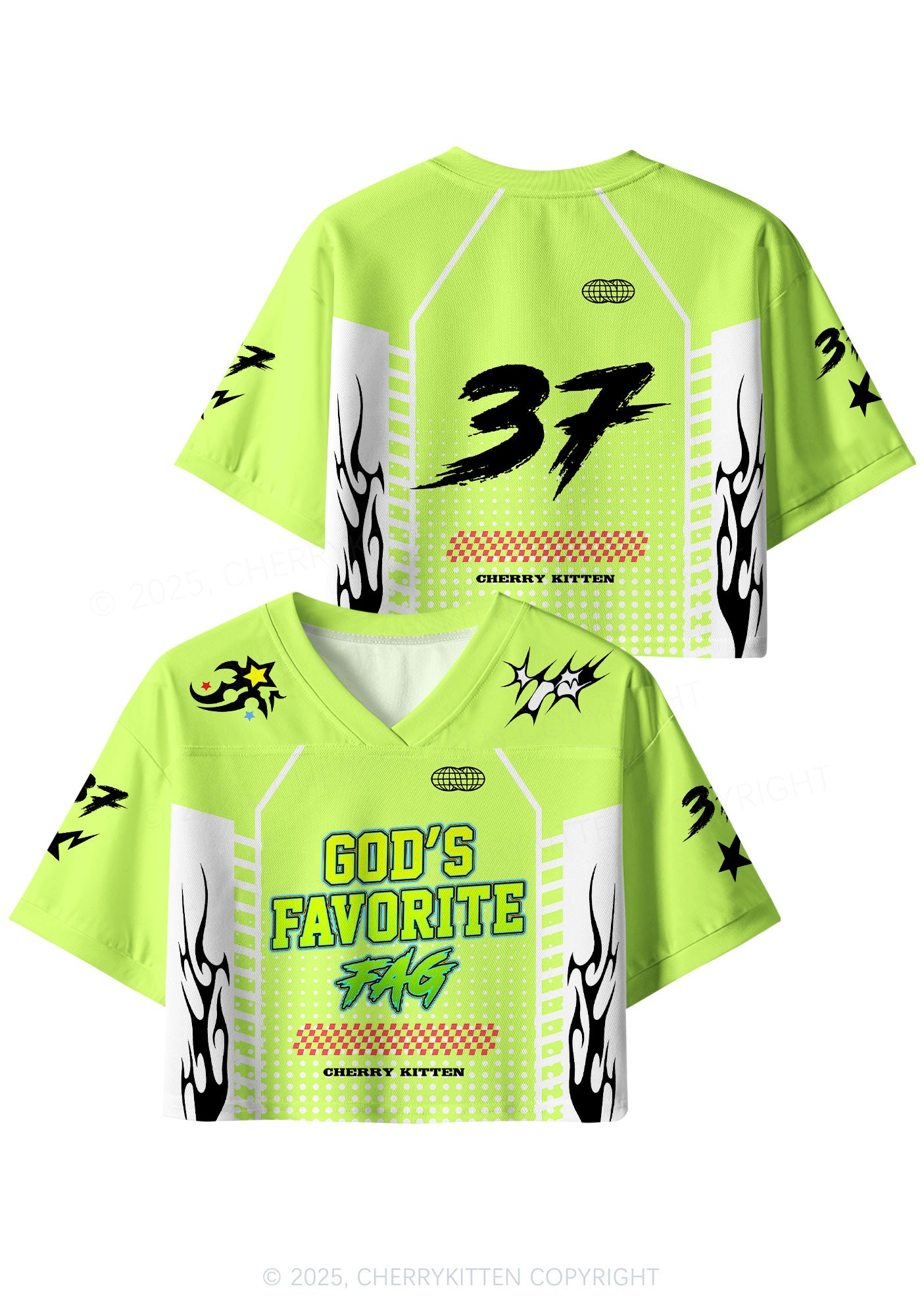 Custom Green Gods Favorite Fag Pride Y2K Crop Sport Jersey Shirts Cherrykitten