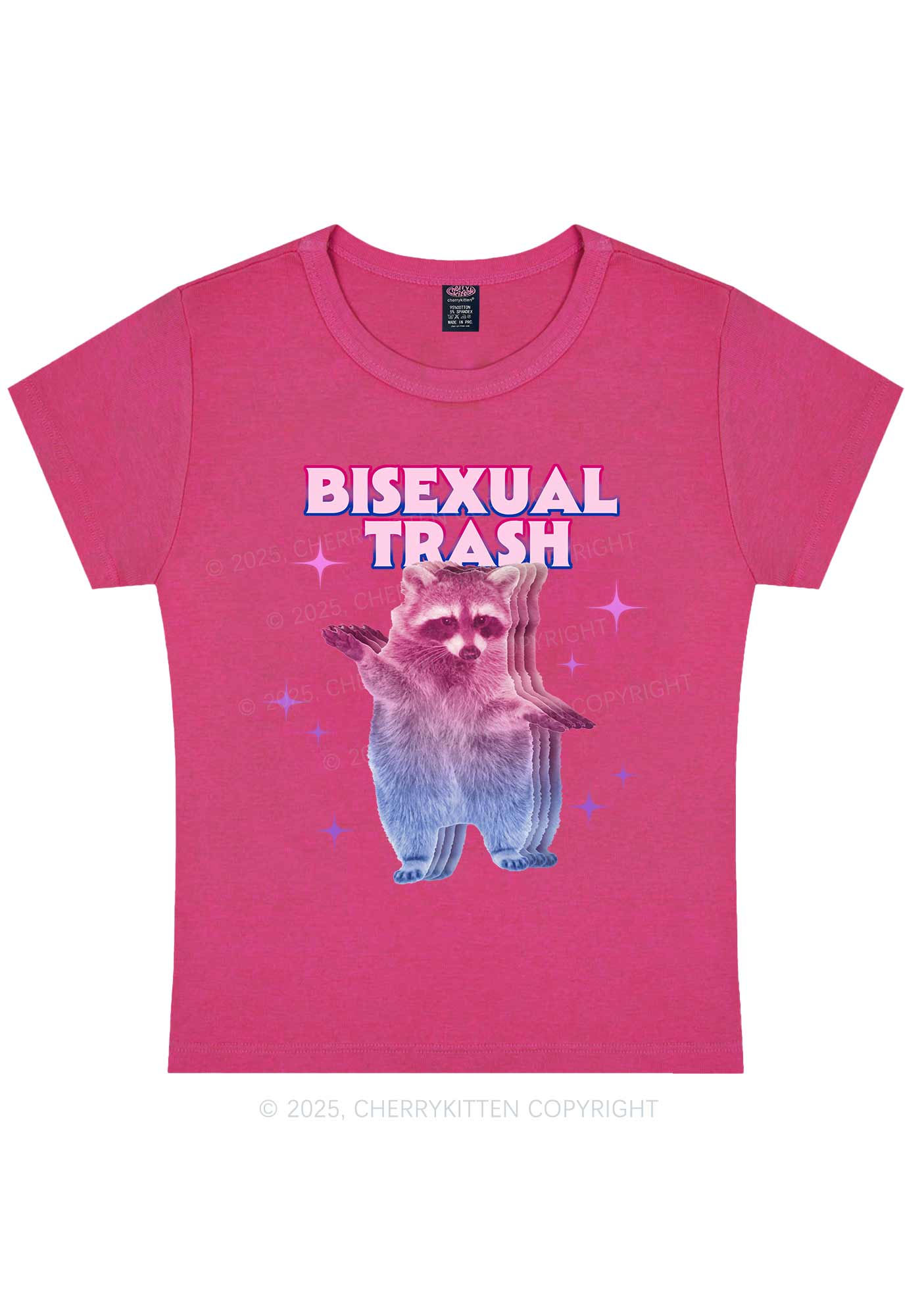 Bisexual Trash Raccoon Pride Y2K Baby Tee Cherrykitten