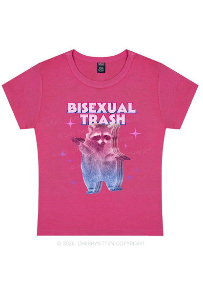 Bisexual Trash Raccoon Pride Y2K Baby Tee Cherrykitten