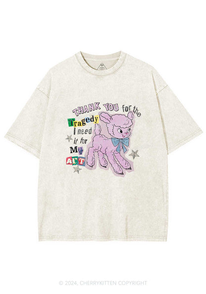 Tragedy Art Y2K Washed Tee Cherrykitten