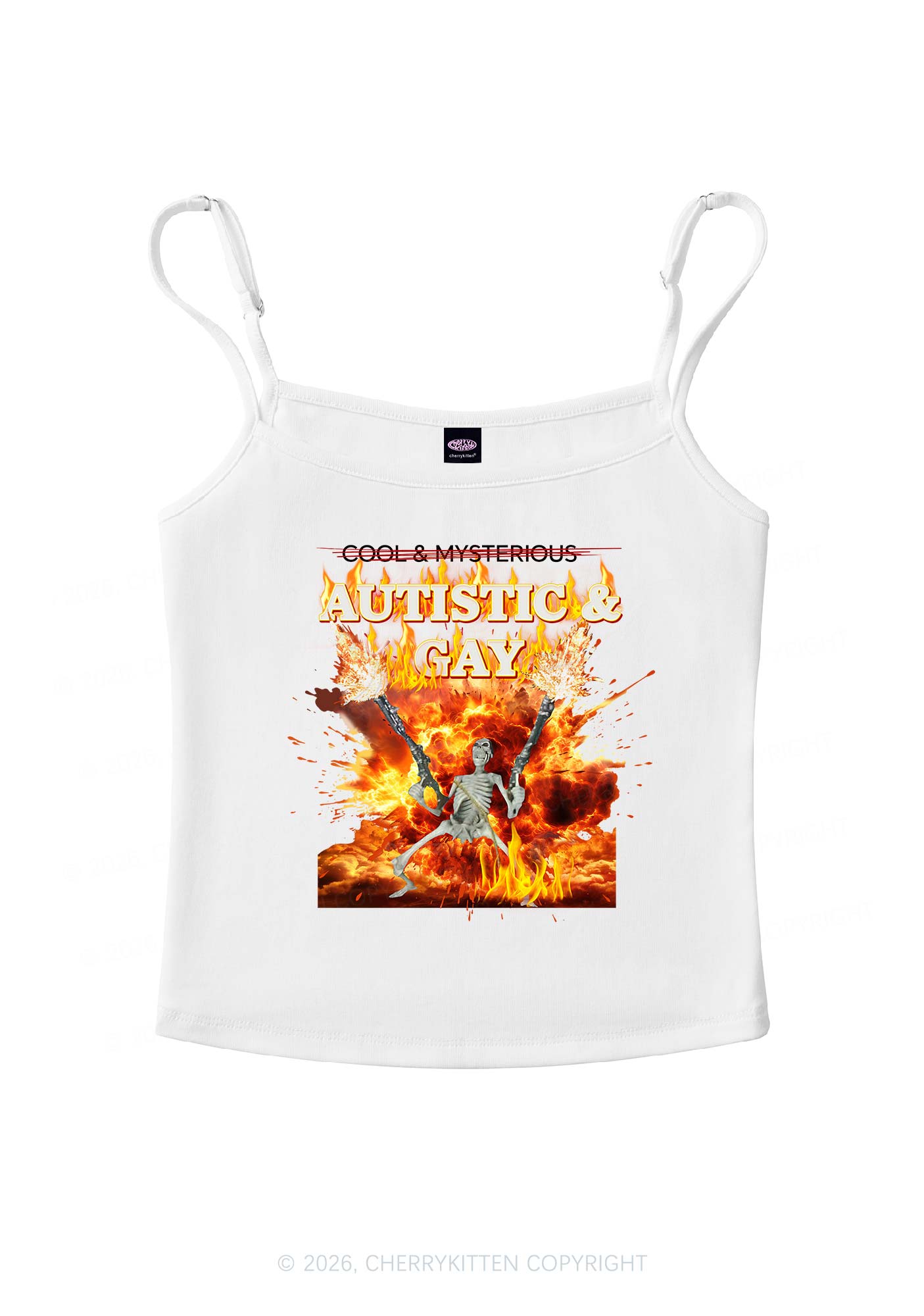 Autistic Gay Skeleton Pride Y2K Spaghetti Strap Cami Cherrykitten