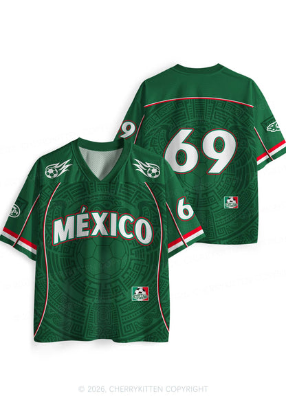 Custom Green Mexico Totem Art Y2K Sport Jersey Shirts Cherrykitten