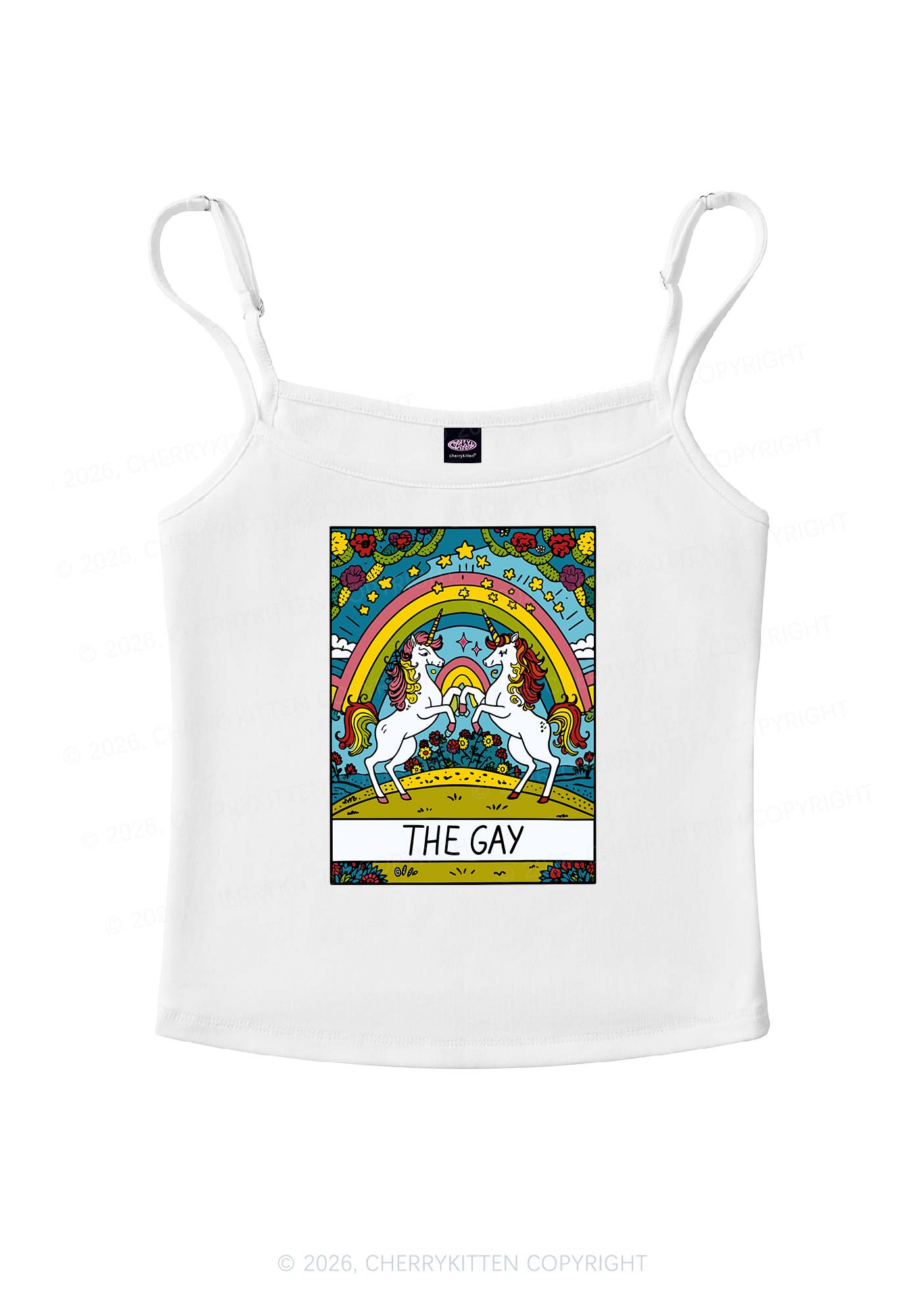 The Gay Unicorn Pride Y2K Spaghetti Strap Cami Cherrykitten
