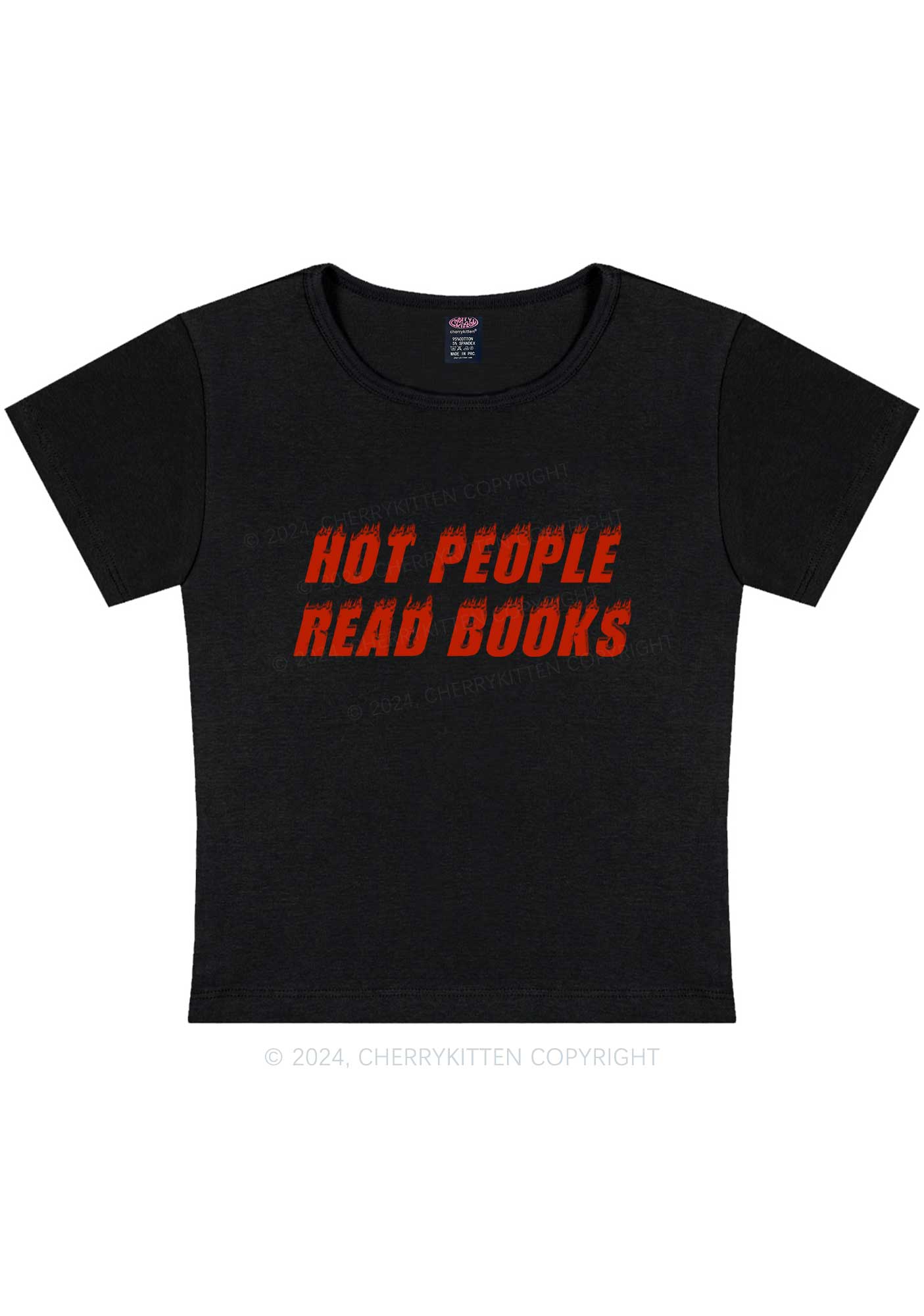 Hot People Read Books Y2K Baby Tee Cherrykitten