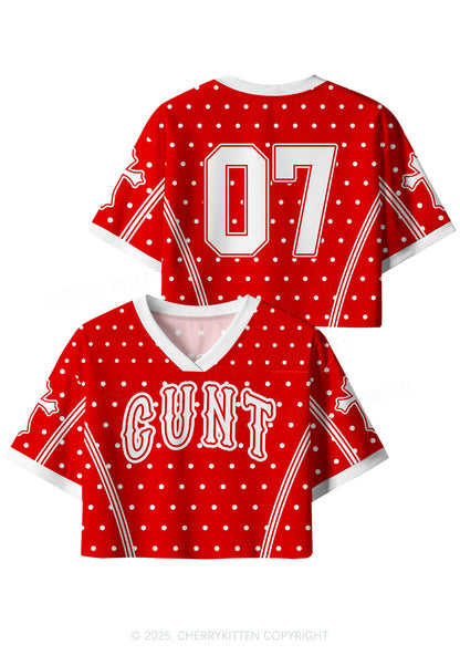 Custom Red Polka Dots Cxxt Y2K Crop Sport Jersey Shirts Cherrykitten