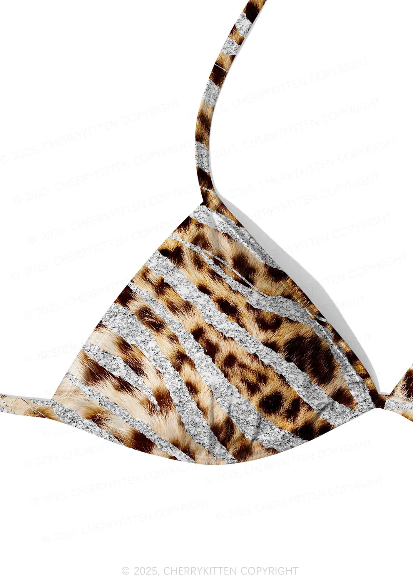 Shimmering Leopard Y2K Print Bikini Set Cherrykitten