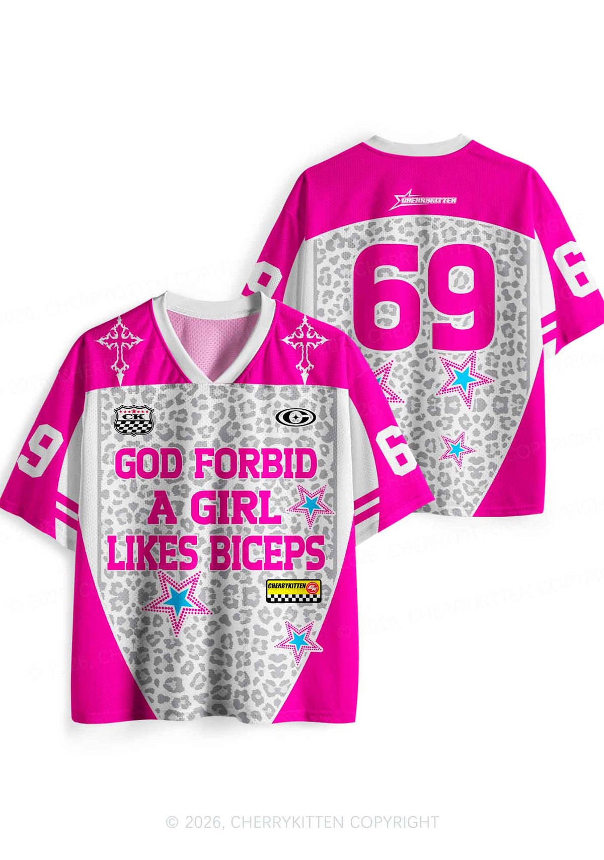 God Forbid Girl Likes Biceps Y2K Sport Jersey Shirts Cherrykitten