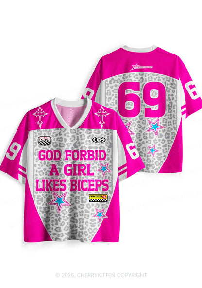 God Forbid Girl Likes Biceps Y2K Sport Jersey Shirts Cherrykitten