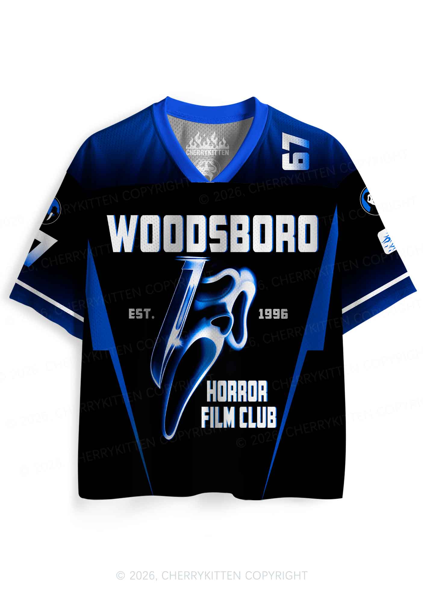 Halloween Skull Horror Film Club Y2K Sport Jersey Shirts Cherrykitten