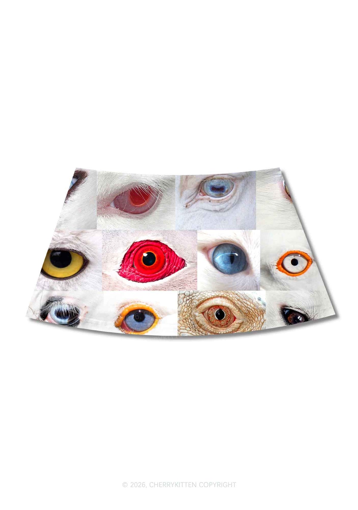 Multi Animal Eyes Collage Y2K Print Mini Skirt Cherrykitten