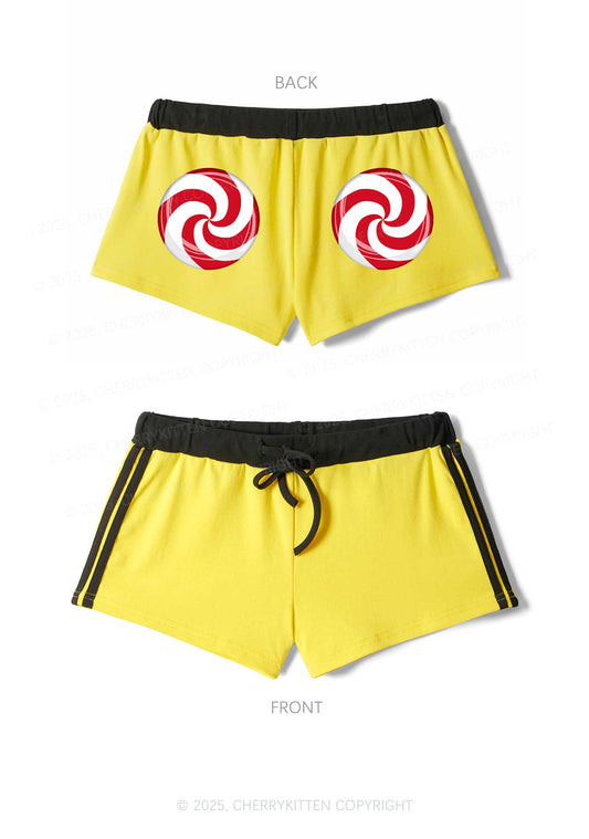 Christmas Sugar Swirl Y2K Drawstring Mini Shorts Cherrykitten