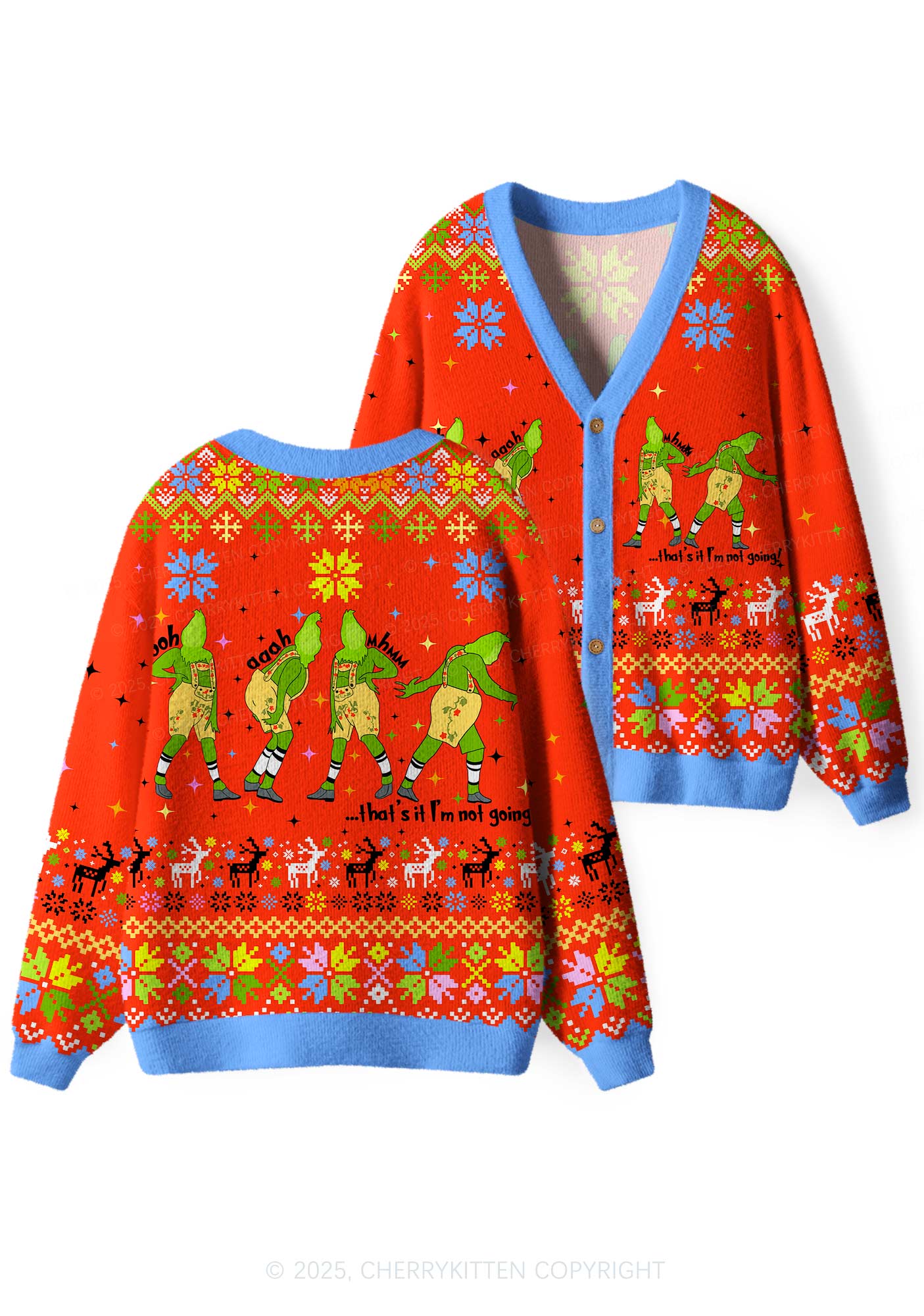 Im Not Going Y2K Christmas Cardigan Knit Sweatshirt Cherrykitten