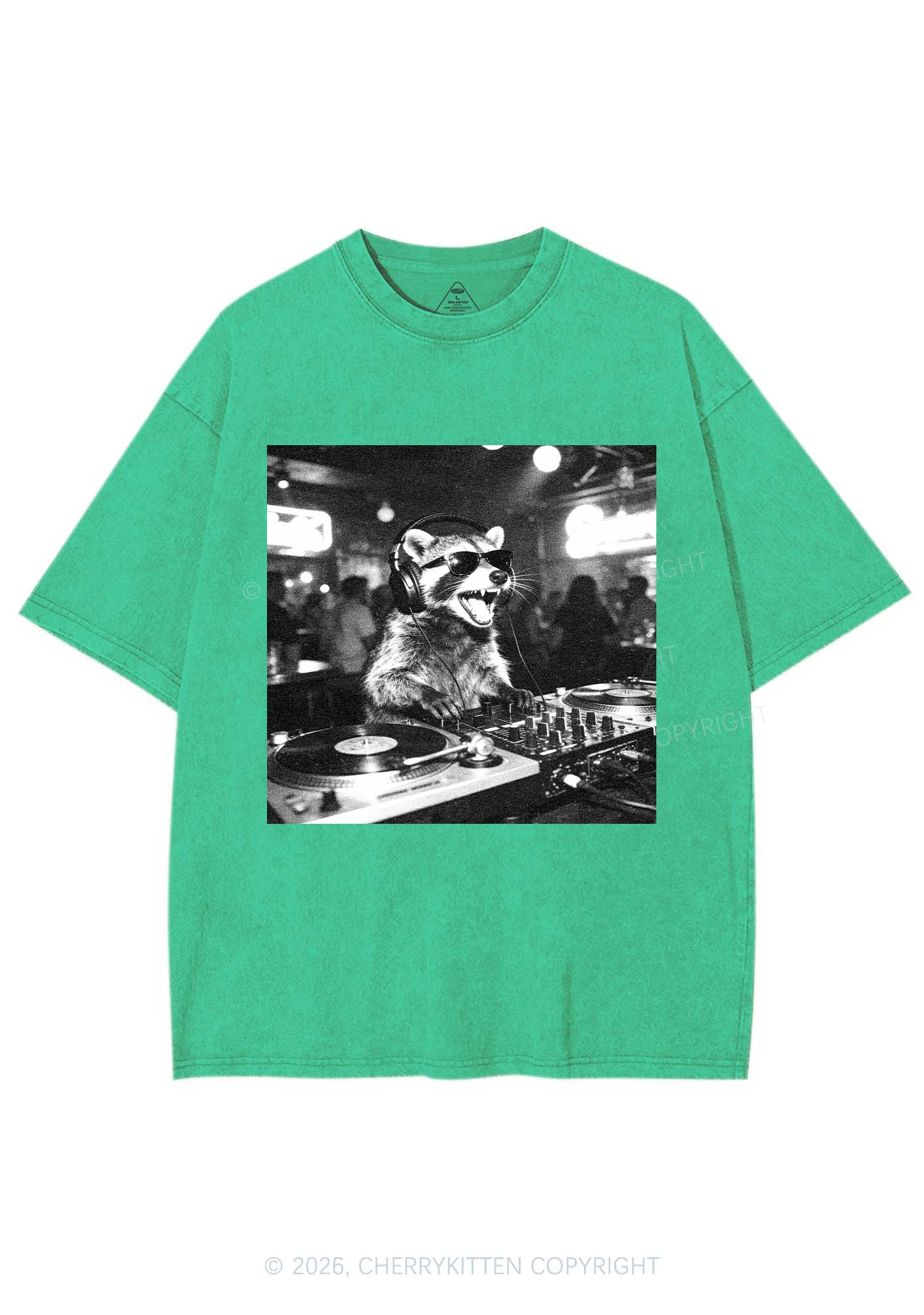 Vintage DJ Raccoon Y2K Shirts Washed Tee Cherrykitten