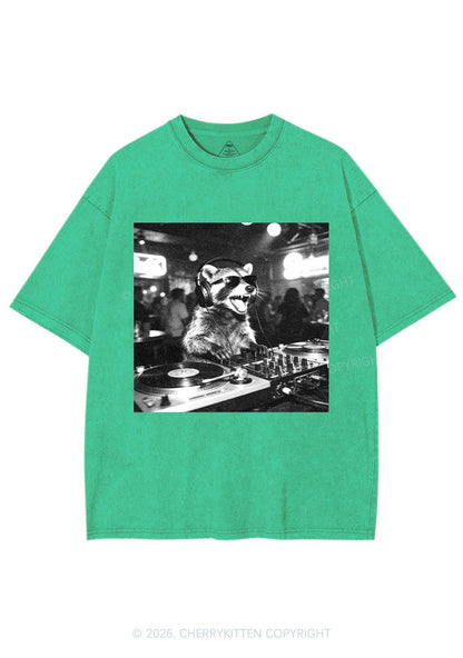 Vintage DJ Raccoon Y2K Shirts Washed Tee Cherrykitten