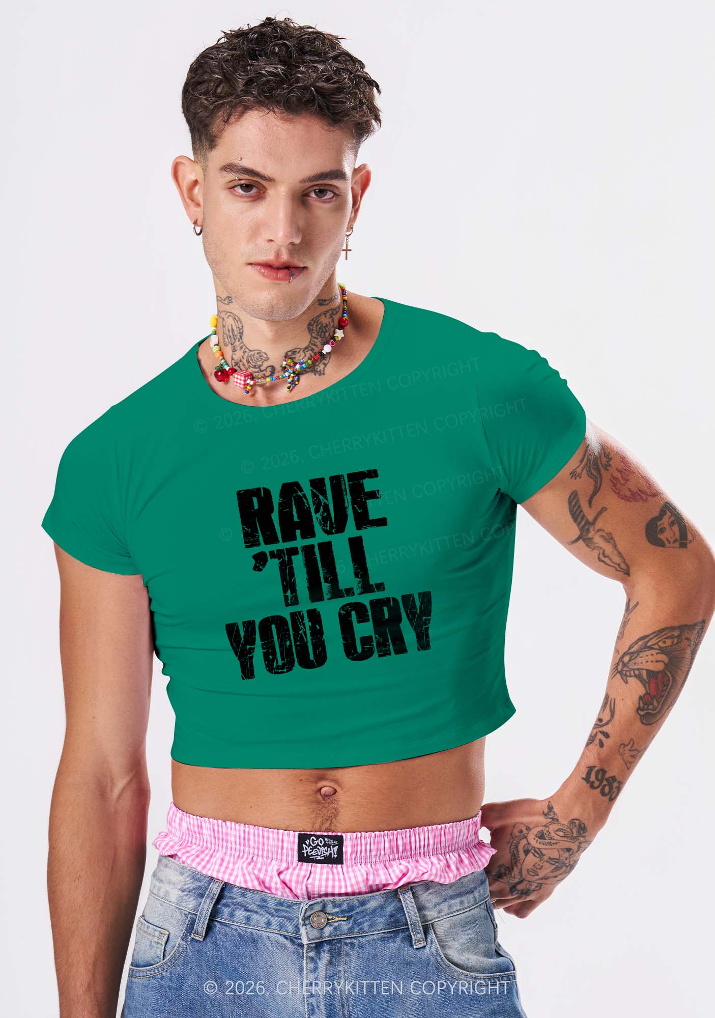Rave Till You Cry Y2K Baby Tee Cherrykitten