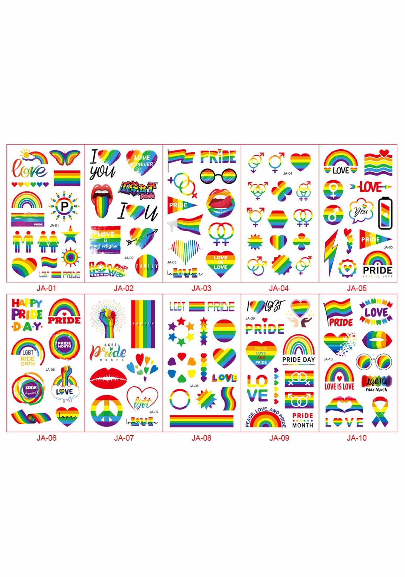1pc Y2K Pride Rainbow Tattoo Sticker Cherrykitten