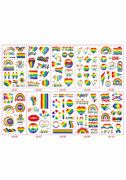 1pc Y2K Pride Rainbow Tattoo Sticker Cherrykitten