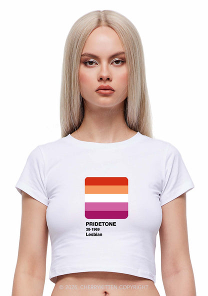 Pridetone Lesbian Pride Y2K Baby Tee Cherrykitten