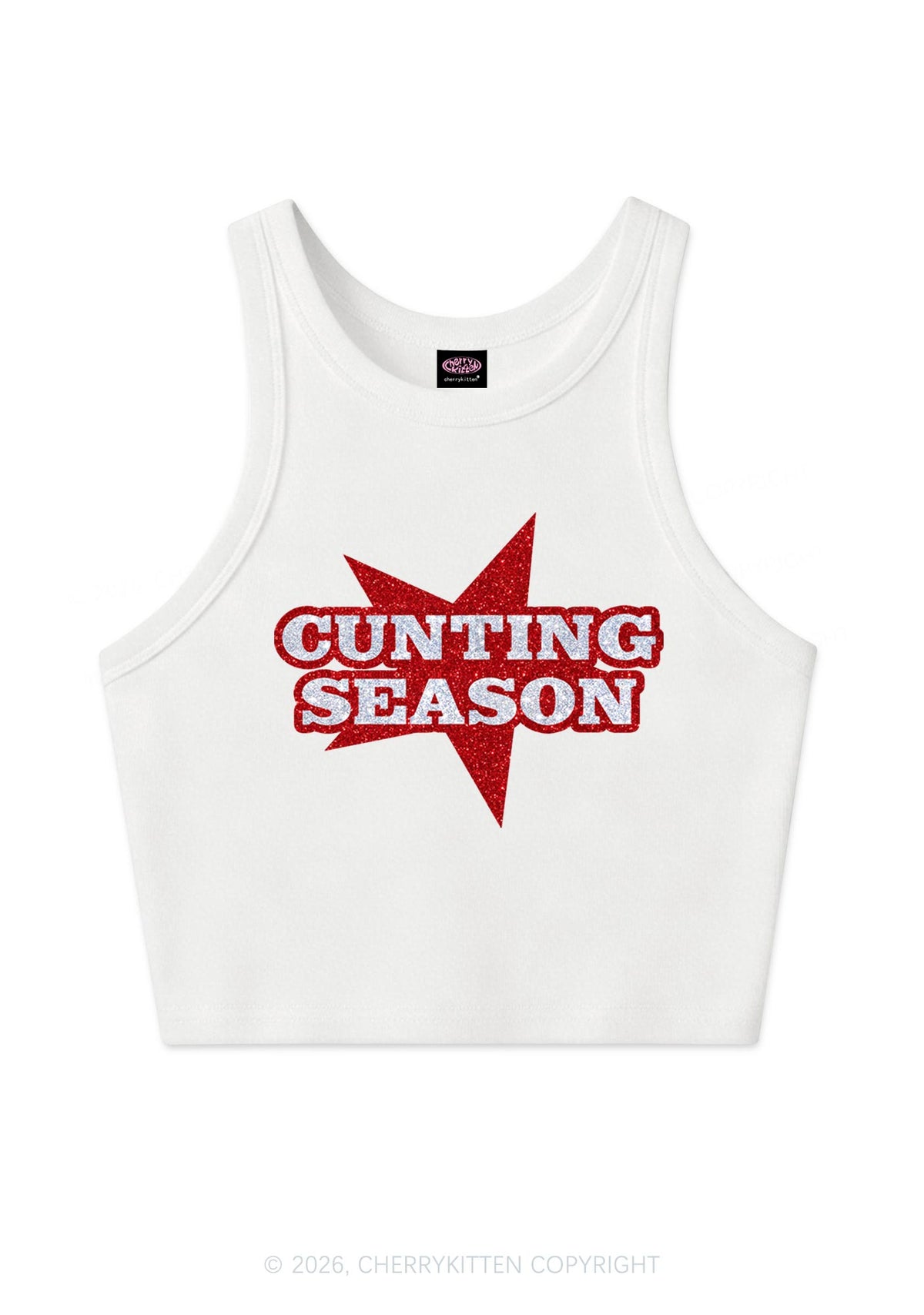 Glitter Cxxting Season Y2K Crop Tank Top Cherrykitten