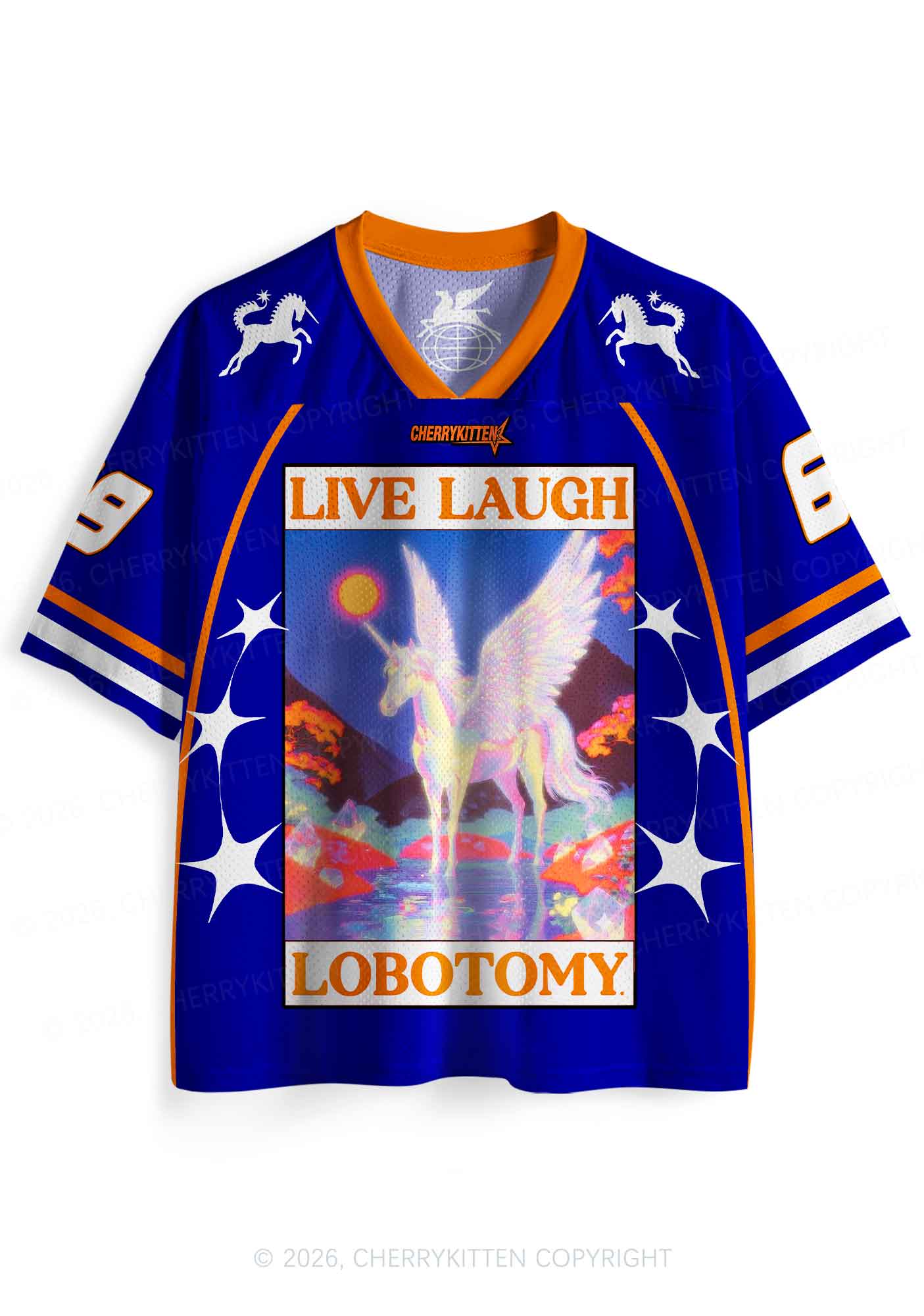 Dark Blue Live Laugh Lobotomy Y2K Sport Jersey Shirts Cherrykitten