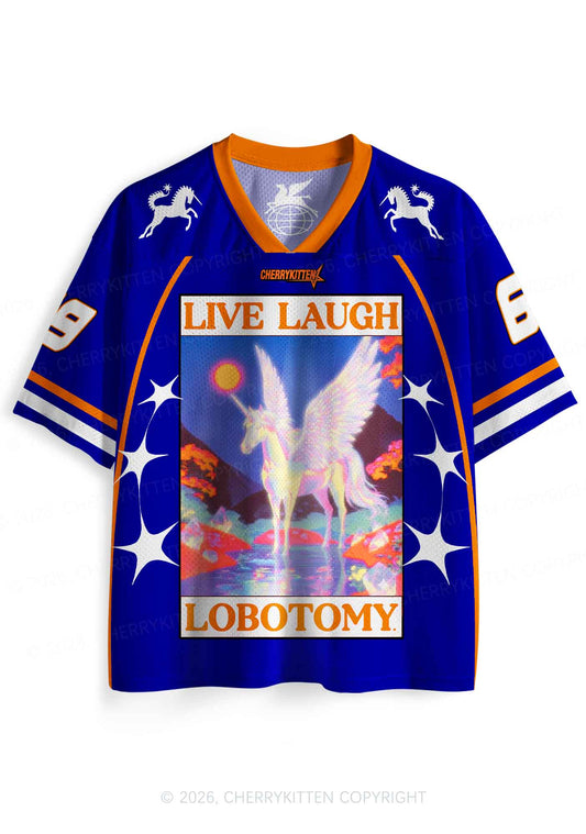 Dark Blue Live Laugh Lobotomy Y2K Sport Jersey Shirts Cherrykitten