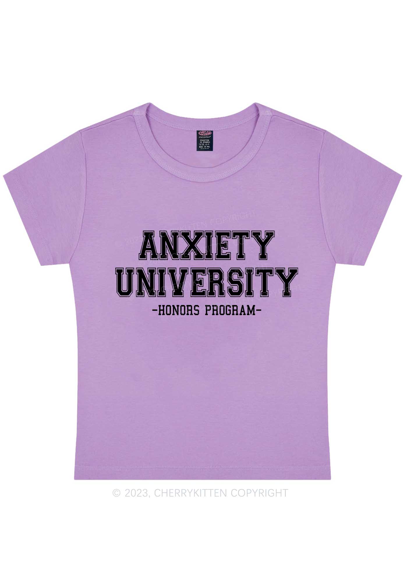 Anxiety University Honors Program Y2K Baby Tee Cherrykitten