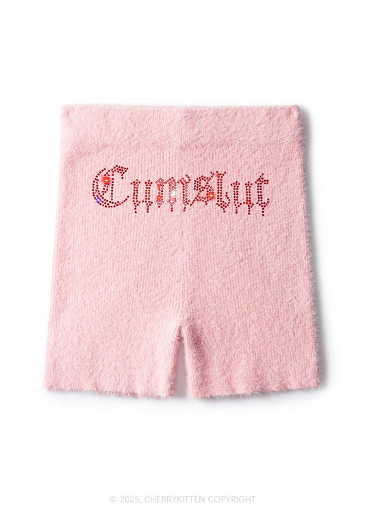Rhinestone Cxmslxt Y2K Fluffy Shorts Cherrykitten