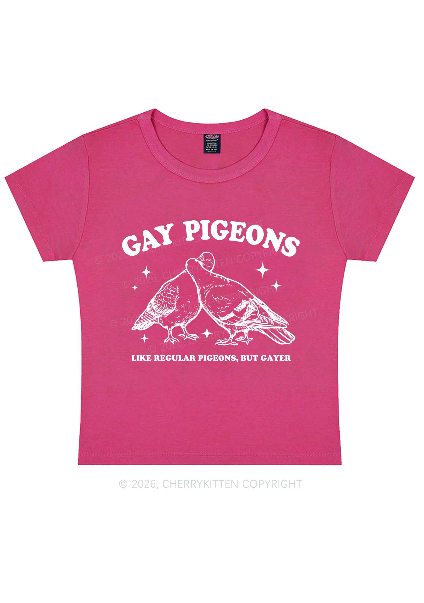 Gay Pigeons Kissing Pride Y2K Baby Tee Cherrykitten