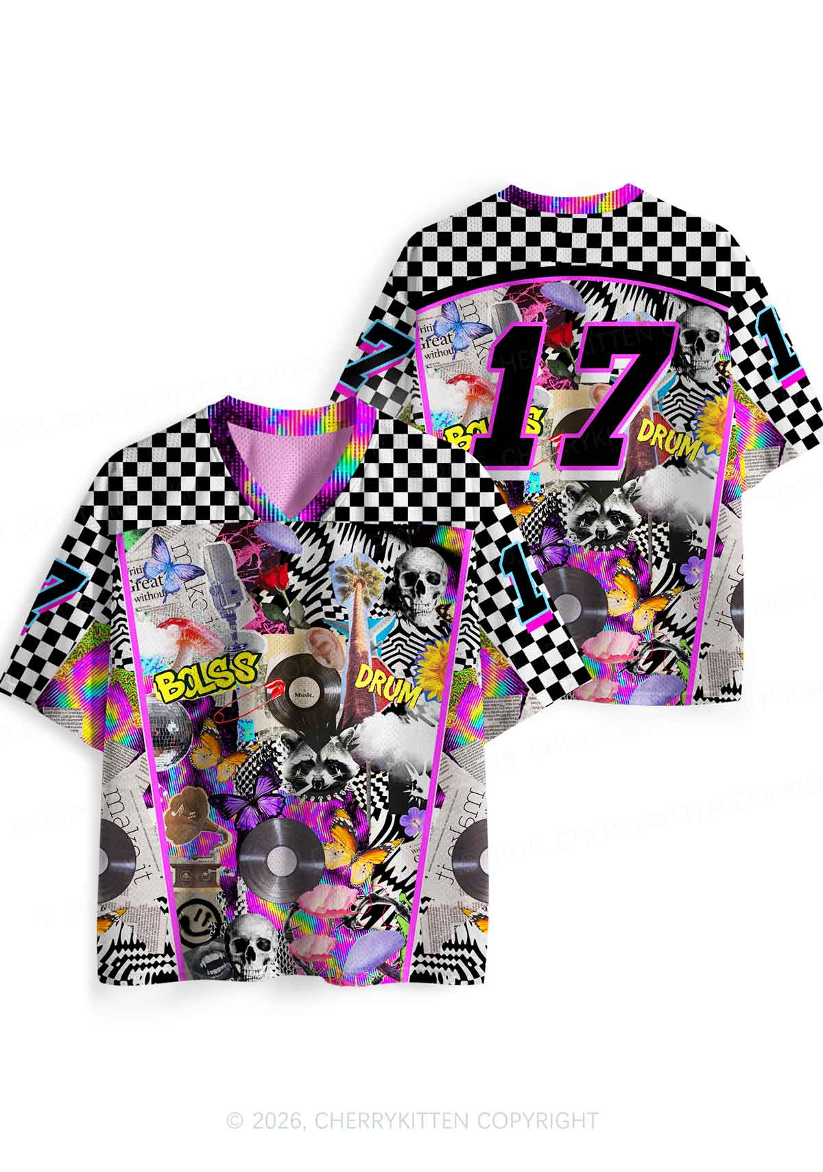 Bass And Drum Collage Y2K Sport Jersey Shirts Cherrykitten