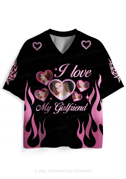 Custom Photos Pink Flame I Love My GF BF Y2K Sport Jersey Shirts Cherrykitten
