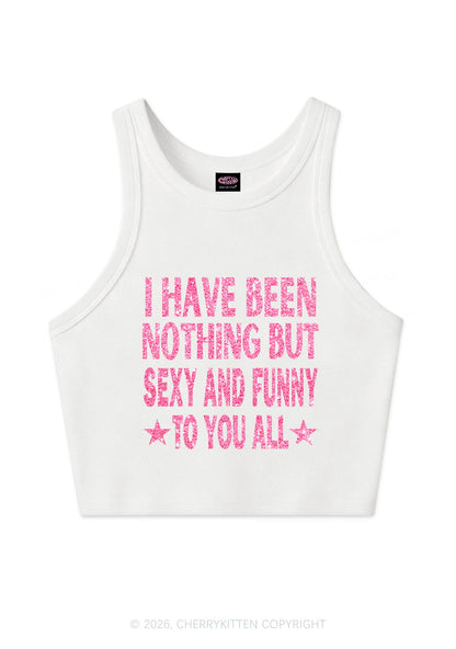 Glitter I Have Been Funny Y2K Crop Tank Top Cherrykitten