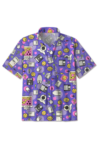 1990s Retro Computer Stickers Print Shirts