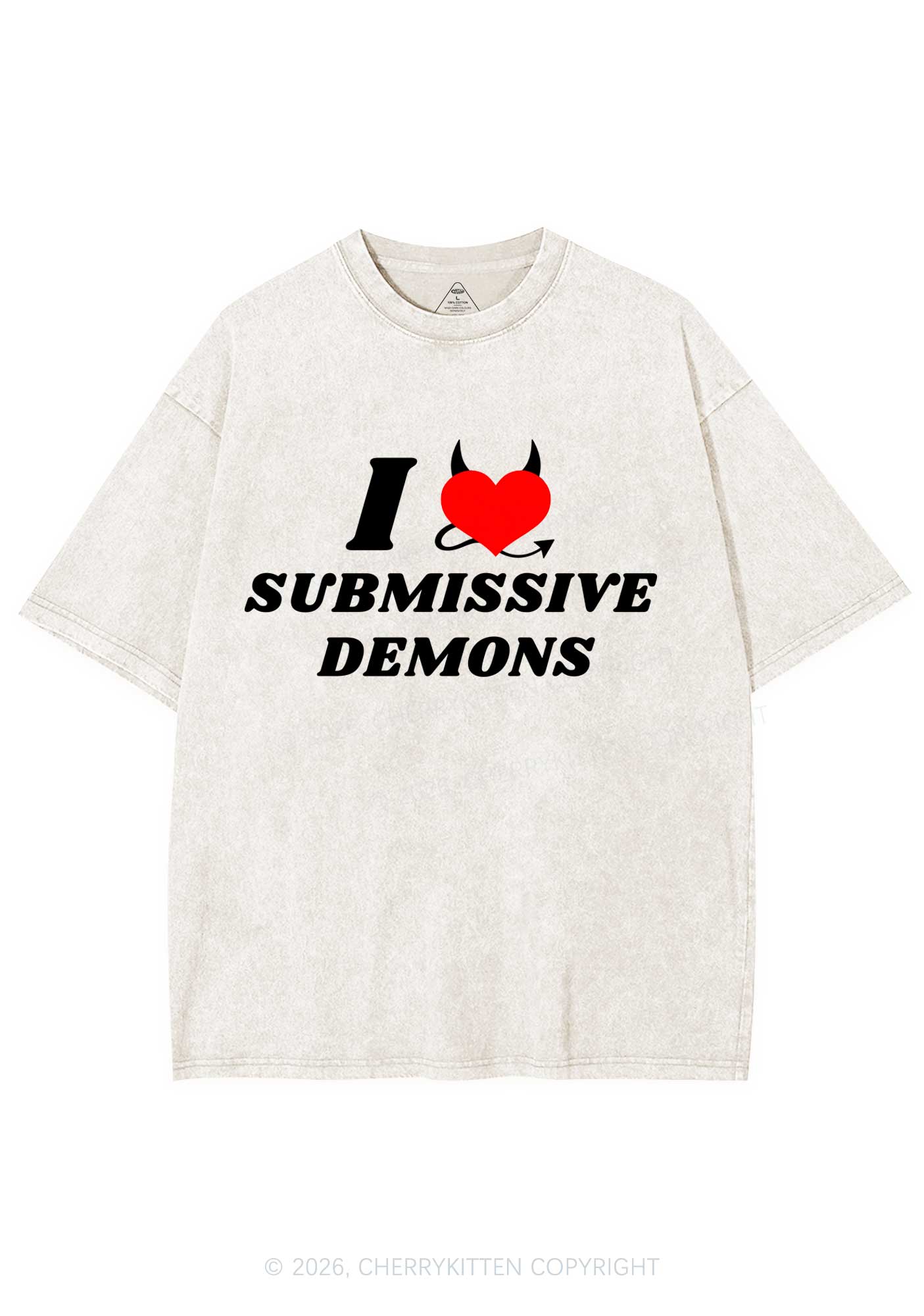 Halloween I Love S Demons Y2K Shirts Washed Tee Cherrykitten