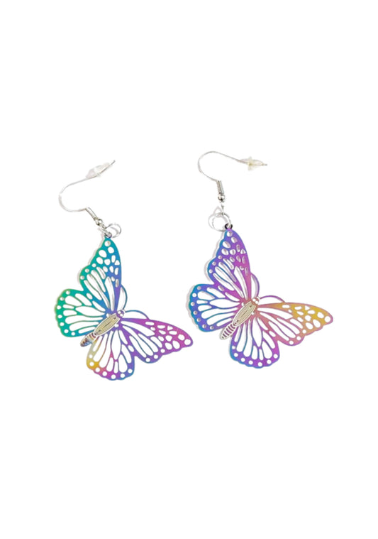 Y2K Metal Symphony Butterfly Earrings Cherrykitten