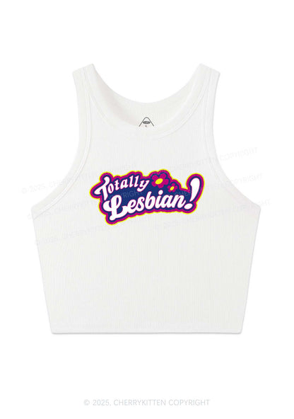 Totally Lesbian Pride Y2K Crop Tank Top Cherrykitten