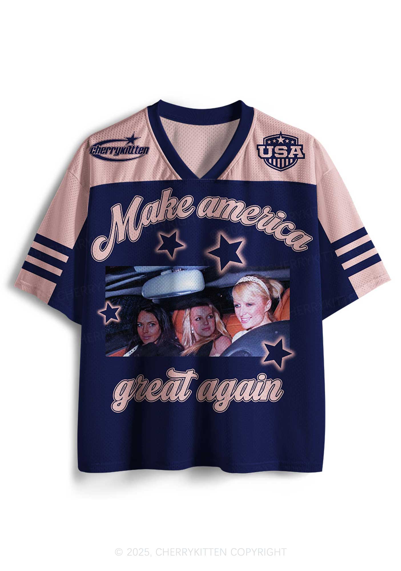 Custom Blue Make America Great Again Y2K Sport Jersey Shirts Cherrykitten