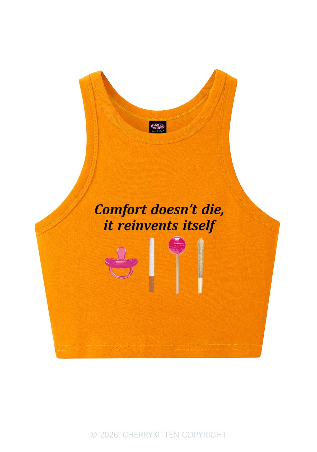 Comfort Doesnt Die Y2K Crop Tank Top Cherrykitten
