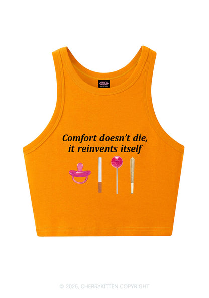 Comfort Doesnt Die Y2K Crop Tank Top Cherrykitten